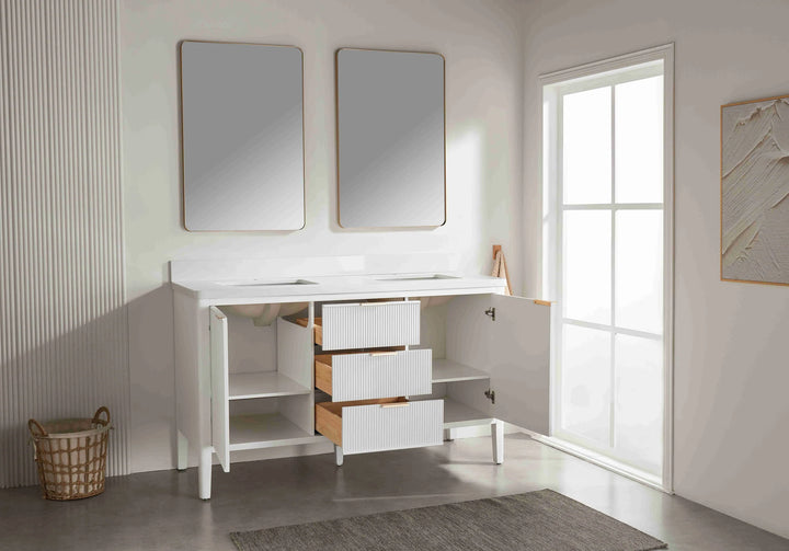 Liora 60" Bathroom Vanity with Quartz Top - White