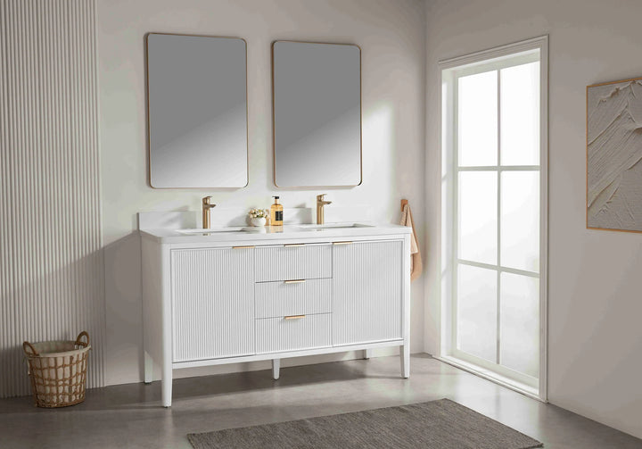 Liora 60" Bathroom Vanity with Quartz Top - White