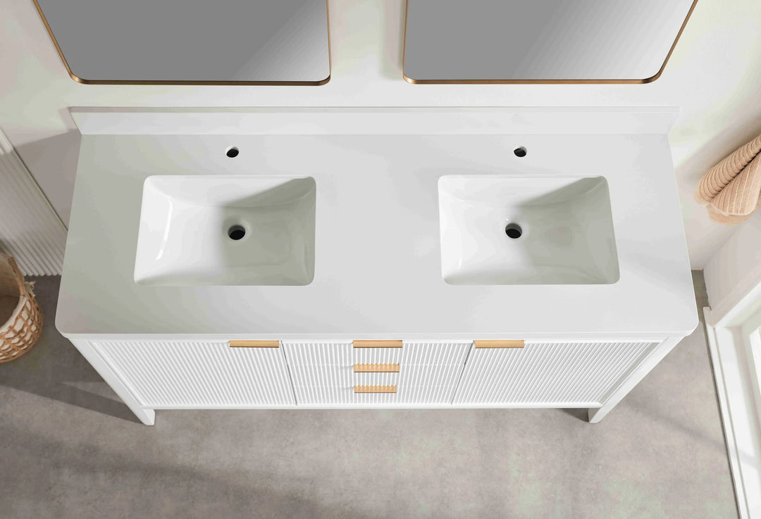 Liora 60" Bathroom Vanity with Quartz Top - White