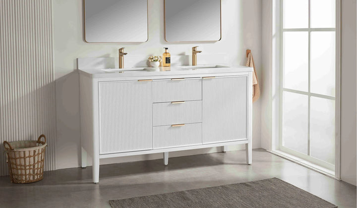 Liora 60" Bathroom Vanity with Quartz Top - White