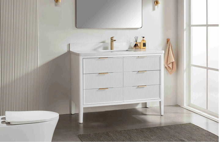 Liora 48" Bathroom Vanity with Quartz Top - White