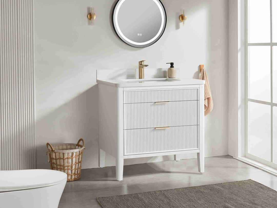 Liora 36" Bathroom Vanity with Quartz Top - White