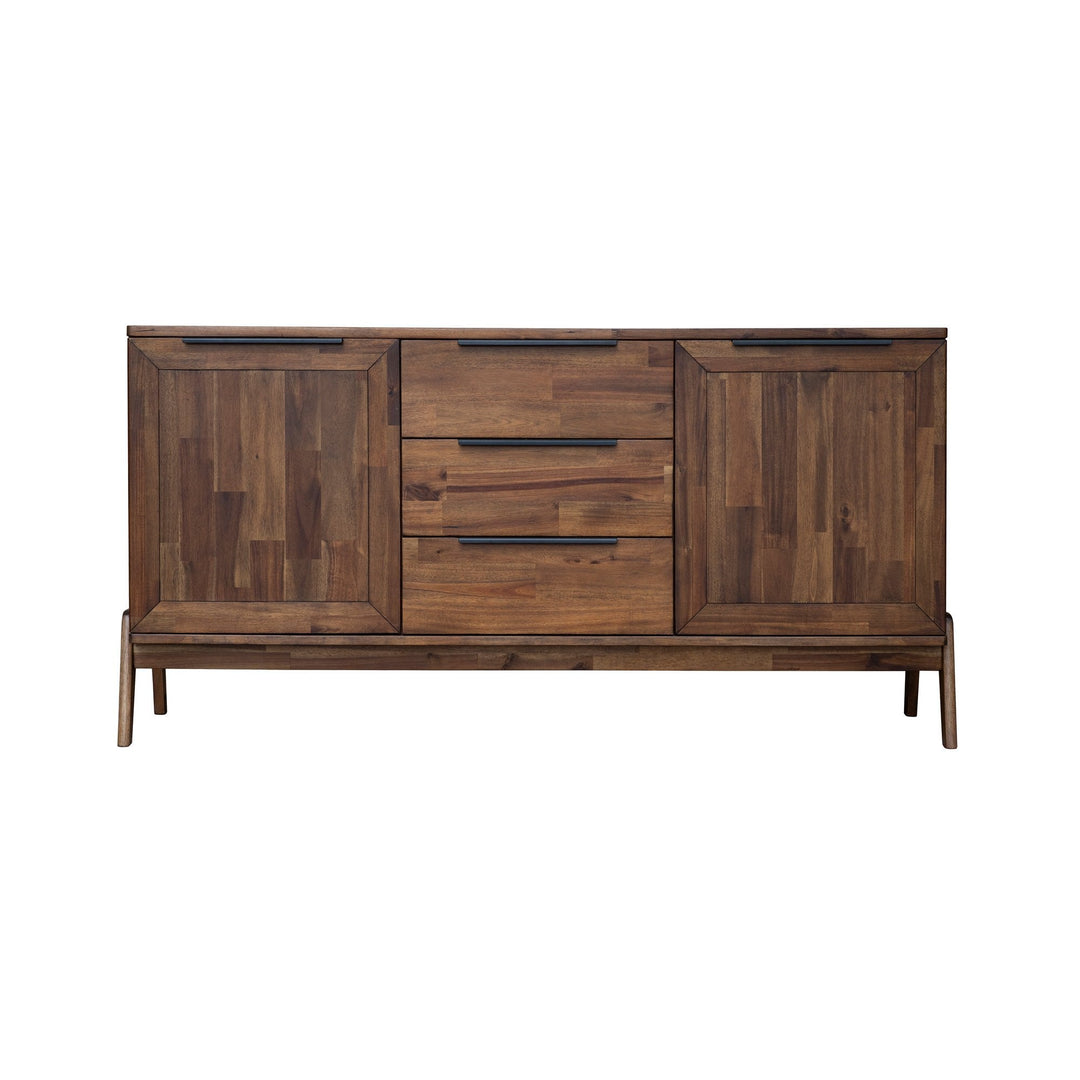 Solid acacia sideboard in rich Estelle Brown finish. Elegant, durable, and spacious—perfect for modern or classic interiors. Free Canada-wide shipping.