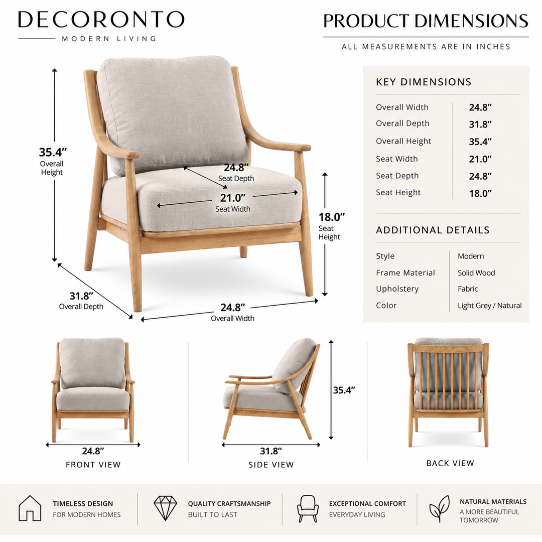 Harlow chair natural solid ash wood tapered legs 9.5 inch leg height