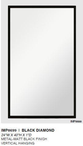 Black Diamond - 24" x 40" Matt Black Metal Frame Mirror - Decoronto