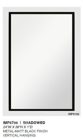 Shadowed - 24" x 36" Matt Black Metal Frame Mirror - Decoronto